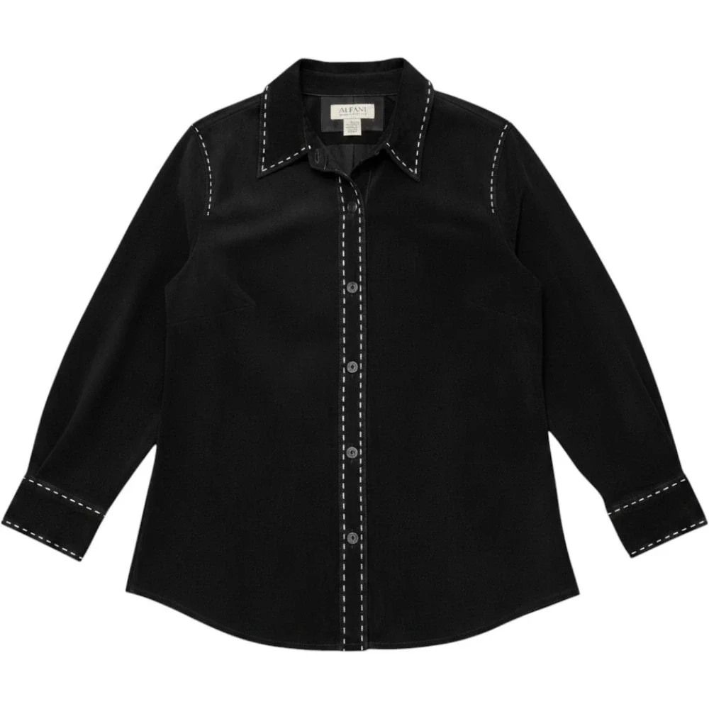 Alfani Leather Suede Jacket 1X Black Whipstitch Western Boho